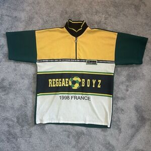 Vintage Jamaica Reggae Boyz 1998 World Cup France Soccer Jersey 1/4 Zip Mesh XXL